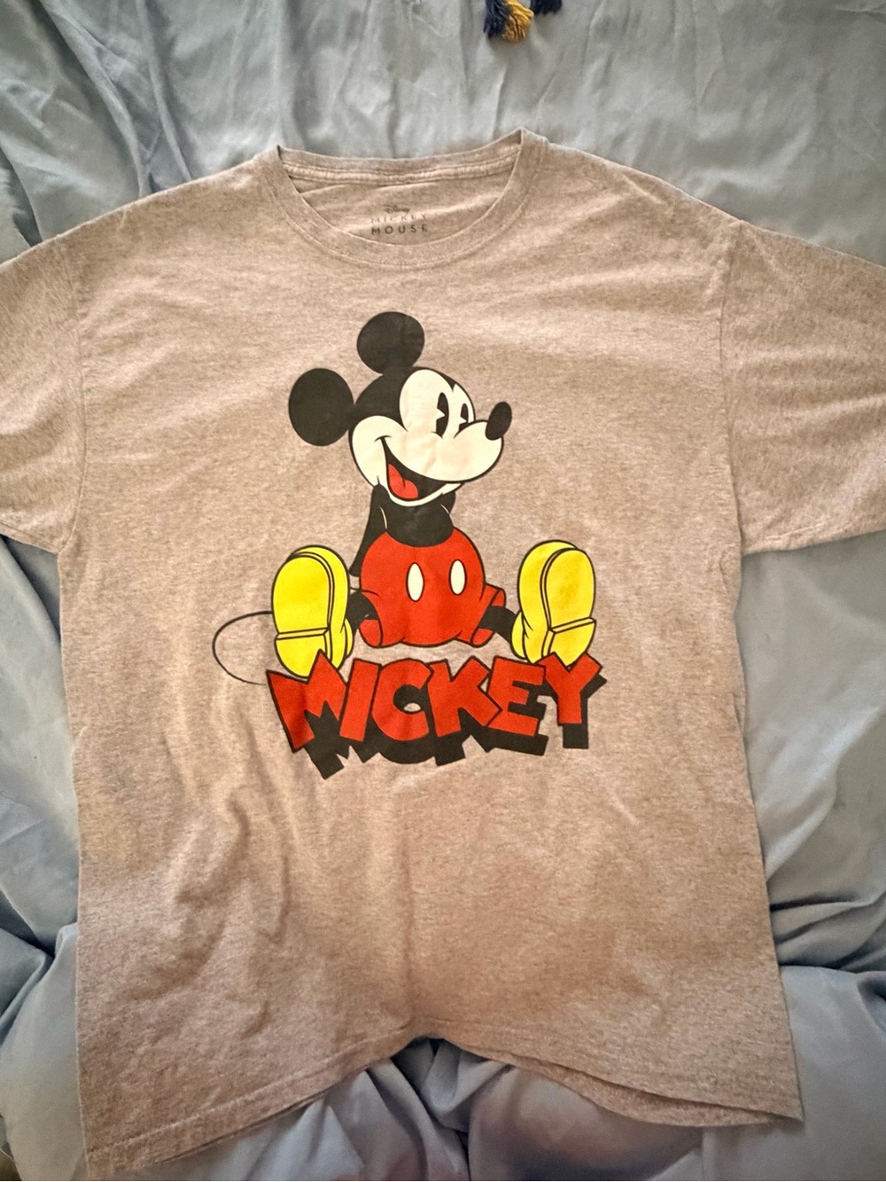 Disney Mickey Mouse Printed Tag Tee - Gray with Black